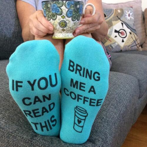 2019 New Style Fashion Hot Print If You can read this Bring Me a Glass of Coffee Women Men Unisex Basketball Sport Short Socks