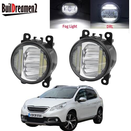 2in1 Car Front Bumper Fog Light Assembly LED Daytime Running Lamp DRL 30W 8000LM 12V Styling For Peugeot 2008 2013-2018