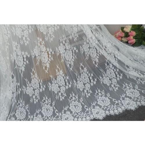 3 meters Classic Eyelash Lace fabric Black&White Soft Floral Classic Lace Fabric Decoration Crafts Sewing For Dress Making Decor
