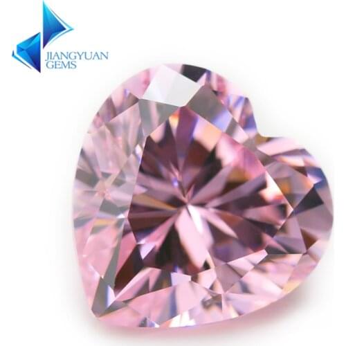 3x3~12x12mm Heart Shape 5A Pink Color Cubic Zirconia Stone Size Synthetic Gems Beads Crystal Stone For Jewelry