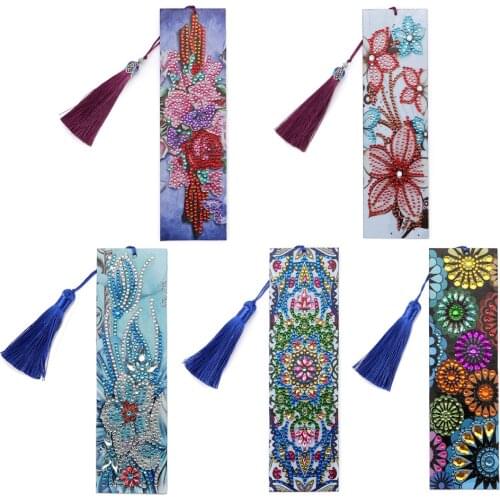 Diamond Painting Bookmark 5D DIY Special Shaped Diamond Art Mosaic Leather Tassel Book Marks Diamond Embroidery Cross Stitch