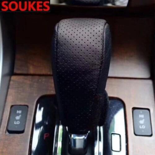 Car Styling Genuine Leather Gear Shift Knob Cover For Hyundai Solaris Tucson 2016 I30 IX35 I20 Accent Santa Fe Citroen C4 C5 C3