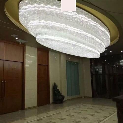 Large hotel project lights custom oval hall led chandeliers rectangular sales KTV Crystal Light led lighting fixture home lamps