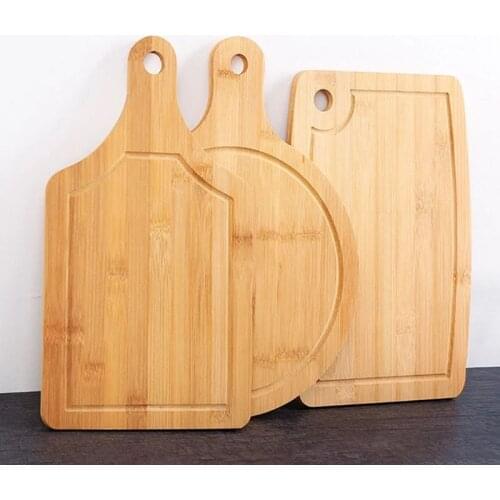 F1CC Wooden Chopping Board Fruit Pizza Bread Plate with Handle Durable Hangable Cutting Board
