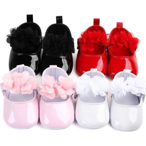 New Fashion Baby Shoes Antislip Infants Solid First Walkers Lovely Flower Toddler Girls Princess Shoes