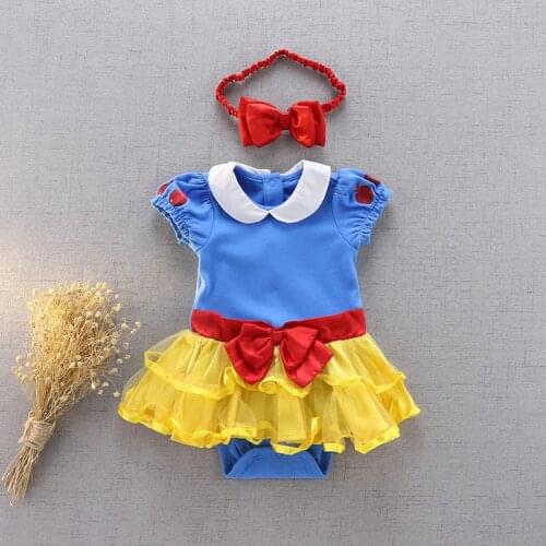 Baby Floral Dress Summer Newborn Baby Girls Short Sleeve Lace Jumpsuit + Hairband Set Cartoon Cotton Girl Party Princess Rompers