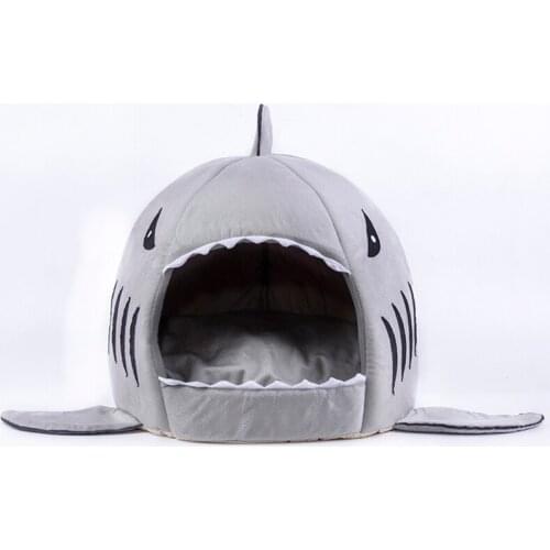 Shark Shape Pet Bed Cat House Luxury Dog Fluffy cushion Soft Kitten Sleeping Cave Warm Puppy Cozy Tent Winter Cat Accessories