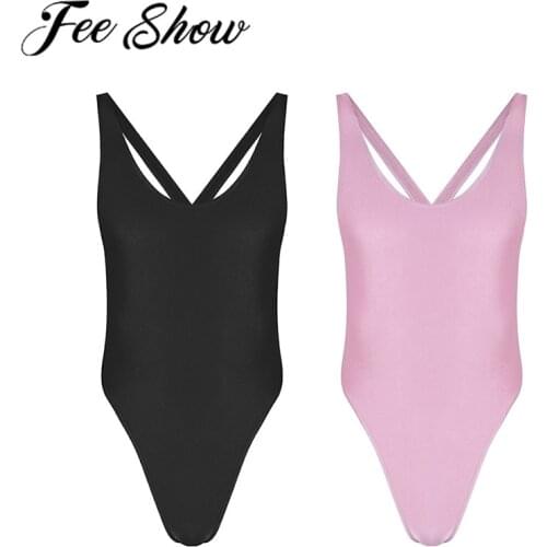 Feeshow Mens Thong Leotard Bodysuit Male One Piece Sissy Lingerie High Cut Body Suit Justocorps Homme Swimsuit Underwear Shapers