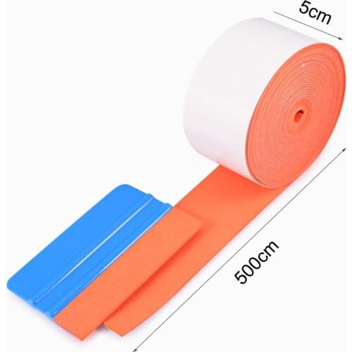 FOSHIO 500CM No Scratch Suede Cloth Felt For Carbon Fiber Wrapping Squeegee Vinyl Car Wrap Scraper Window Tint Tool Suede Edge