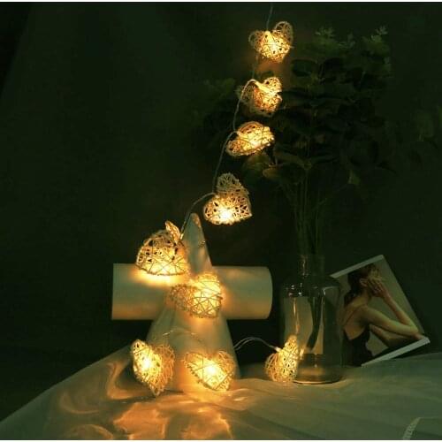 Fairy Christmas led string light 10/20/40leds Battery powered Rattan Heart String Lights for Xmas,New Year,Wedding,Birthday