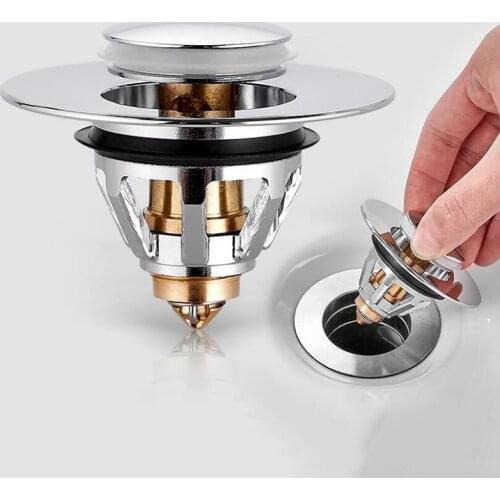 Hot Bounce Core Pop-up Drain Filter Bathroom Stainless Steel Bounce Core Push-type Hair Stopper Basin Pop-up Drain Filter