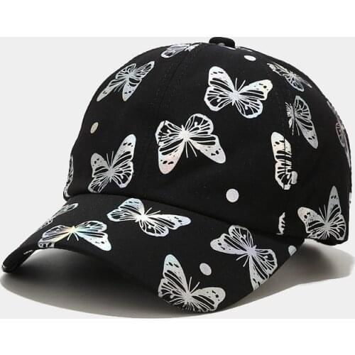 Butterfly Print Cotton Baseball Cap Adjustable Snapback Hats for Men and Women 251