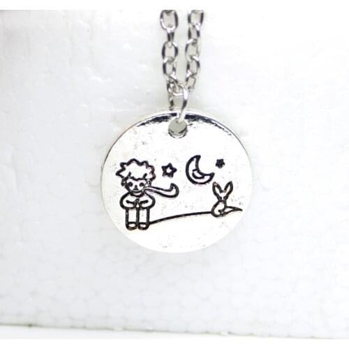 Hzew new Arrival little prince necklace with fox under the moon Gift for Her Reader Book Lover Gift