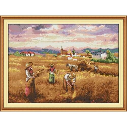 Everlasting Love Autumn Harvest Chinese Cross Stitch Kits Ecological Cotton Stamped 11CT 14CT DIY New Year Decorations For Home