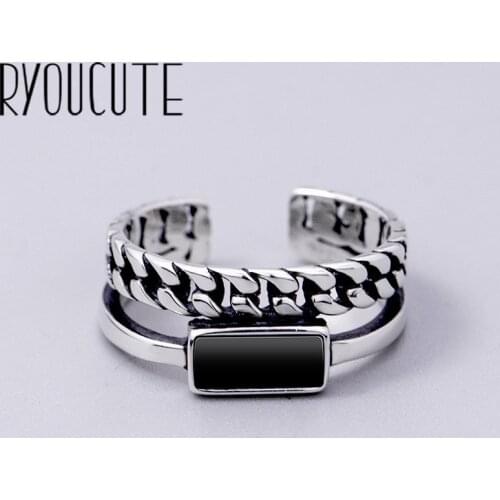 New Fashion Gothic Men Black Layer Chains Rings For Women Jewelry Birthday Gift Romantic Wedding Engagement Drop Shipping