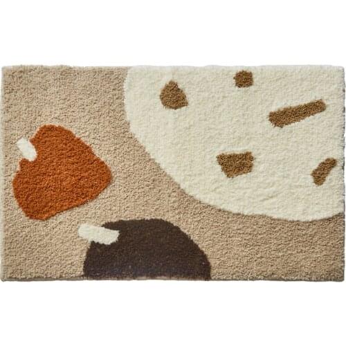 Brown Art Thickness Microfiber Bathroom Mat Modern Simple Abstract Geometric Warm Soft Carpet Super Absorbent Slip-resistant Pad