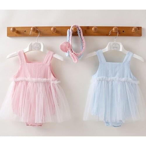 Summer Infant Baby Girls Sleeveless Lace Stitching Lovely Princess Dress Romper Newborn Baby Girls Jumpsuit Baby Girls Clothes