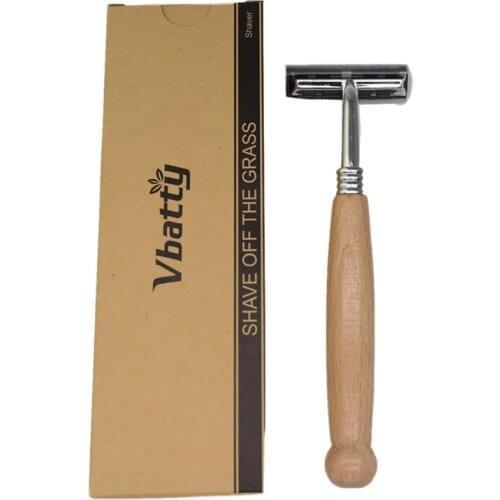 Hot sell Vbatty wood razor non-disposable stainless steel razor Replaceable razor head Men Shaving razor T Shaving Machine 1pcs
