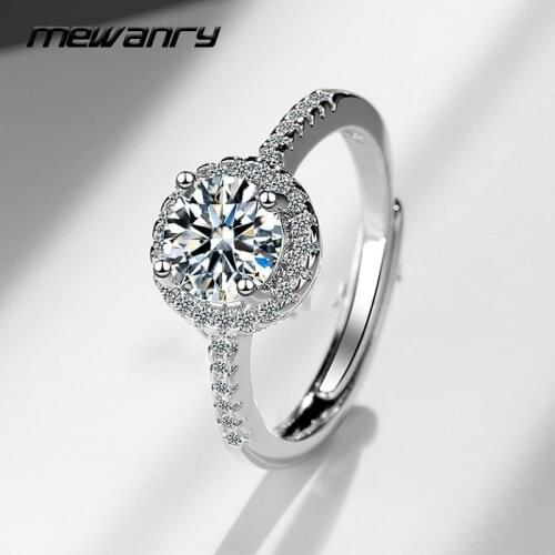 Mewanry 925 Sterling Silver Wedding Rings for Women New Trend Sparkling Zircon Bride Jewelry Gifts Party Accessories Wholesale