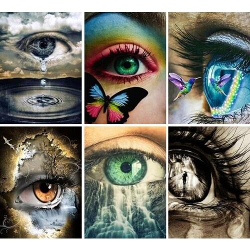 5D DIY Diamond Painting Eyes Cross Stitch Kit Full Drill Square Diamond Embroidery Mosaic Art Picture of Rhinestones Craft Decor