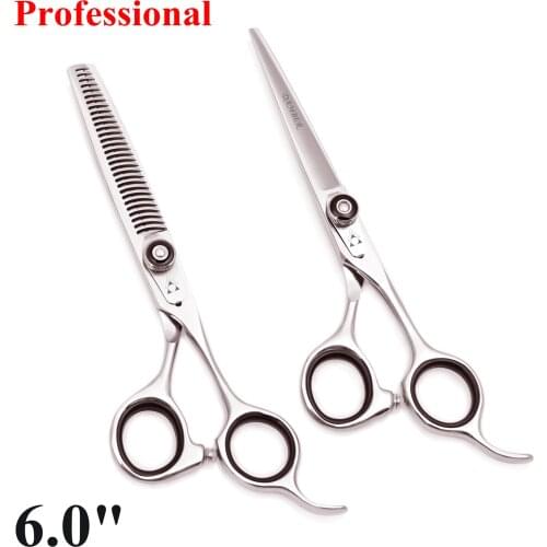 6.0 Inch Professional Barber Scissors Set Japan 440C Hairdressing Scissors Hair Cutting Scissor Thinning Shear Hairdresser 2002