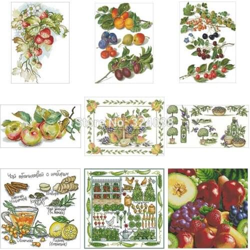 Fruit patterns Counted Cross Stitch 11CT 14CT 18CT DIY wholesale Chinese Cross Stitch Kits Embroidery Needlework Sets