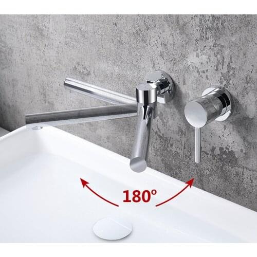 Wall Mounted Brass Basin Faucet Single Handle Mixer Tap Hot Cold Bathroom Water Bath Matt Black Chrome Set
