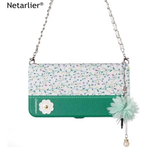 Netarlier Wallet Case For Samsung Galasy S7 3D Flowers Kickstand With Card Pocket Handchain Leather Wallet Phone Back Case Cover
