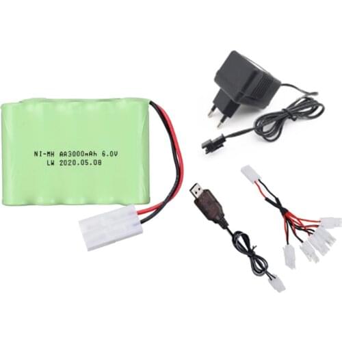 6V 3000mah AA NIMH Battery + 6V Charger Set For Rc toys Car Boat tank Truck Robot Gun spare parts 6V Rechargerable Battery
