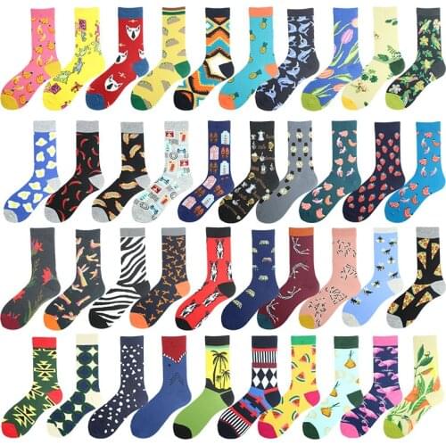 Personality Funny Men Socks Cotton Watch Flamingos Bee Dog Jacquard Design Hip Hop Streetwear Crew Meias Men Brand Unisex Sokken