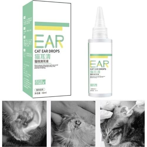 P15D Cat Ear Cleaner Ear Drops with Plant Extract for removing Ear Mites Earwax Debris and Odor in Pets Ear Canal