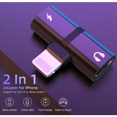 2 IN 1 Double Jack OTG Charging and music Adapter For iphone Earphone AUX Splitter Converter audio Adapter