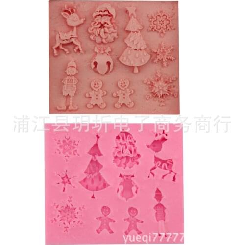 Christmas gift series cake mold DIY silicone fondant chocolate baking tool ice bar soap mold