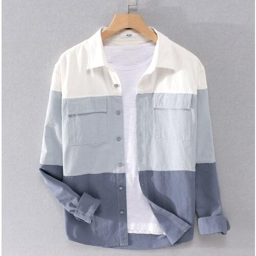 Designer Men 100% Cotton Shirts Fashion Color Bock Casual Slim Men 4XL Dress Long Sleeve Button Shirt Male Brand Clothes