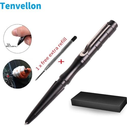 Tenvellon Self Defense Tactical Pen Black Color With Pen Box Safety Personal Protection Tungsten Steel Head Emergency Defense
