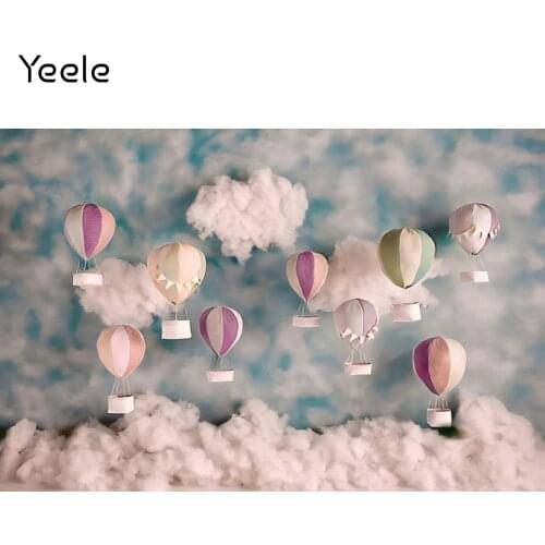 Yeele Cartoon Hot Air Balloon Cloud Baby Birthday Party Newborn Photography Backdrop Decoration Backgrounds For Photo Studio