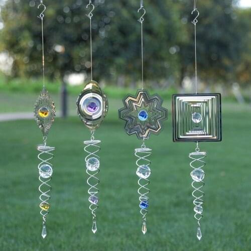 Wind Chime Mirror Reflective Metal Wire Crystal Ball Wind Bell for Home Garden Decoration Home Accessories