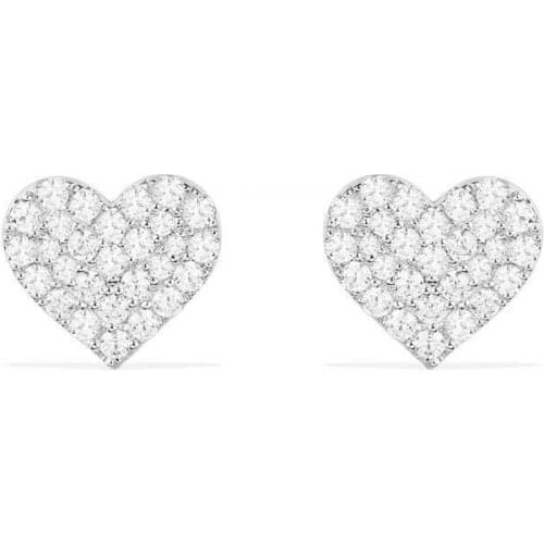 SLJELY 925 Sterling Silver Full Micro Cubic Zirconia Heart Shape Stud Earrings Women Fashion Fine Yao Chen Collection Jewelry