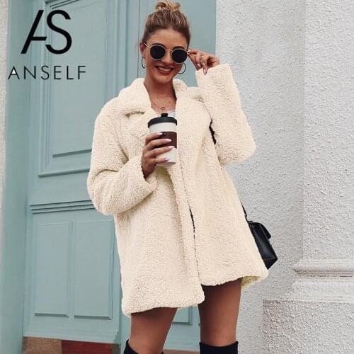 ANSELF 2020 Winter Warm Teddy Jacket Women Faux Fur Coat Long Fake Fur Coat Loose Lapel OverCoat 3XL Plus Size Female Plush Coat