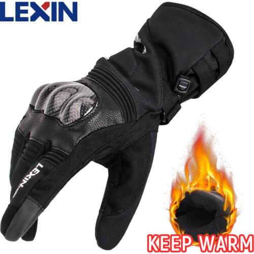 Lexin Winter Motorcycle Gloves Waterproof Thermal Riding Glove Touch Screen Motorbike Racing Leather Guantes Moto Men Women W1