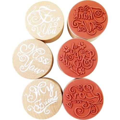 1 Pcs/lot Lovely Round Wish Stamp Wooden Rubber Stamp Floral Pattern Luck Stamps