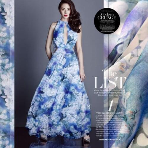 100% Pure Print Silk Chiffon Fabric 8mm Width 53"135cm Soft Natural Silk Chiffon Fabric For Woman Dress Shirt Sawing Meterial 68