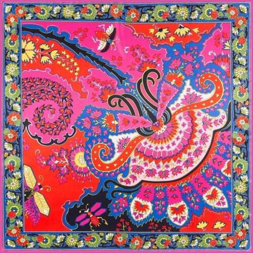 100cm Honeybee Bohemia Paisley Winter Square Scarf Luxury Brand Scarf Women New Design kerchief Handkerchief Scarves For Ladies