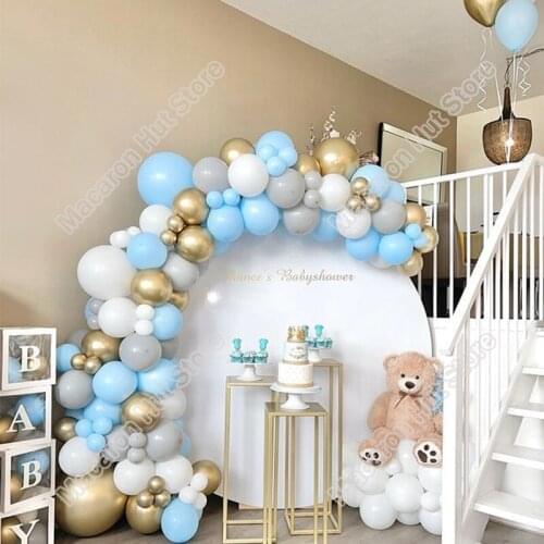 132pcs Macaron Blue Wedding Party Background Baby Shower Supplies Celebration Event Decoration 1st Birthday Balloon Garland Kits