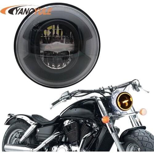 2018 newest headlight 7 inch round led headlight with angle eye for motorcycle softail headlights Black