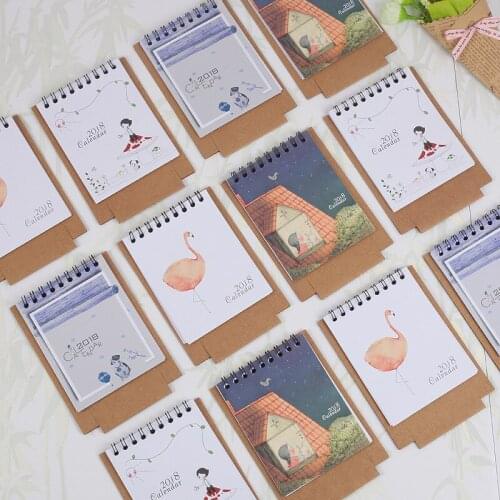 2019 Creative Desk Kawaii Cartoon Calendar 12.5 * 9.5cm Multi-function Storage Box Timetable Plan Notebook