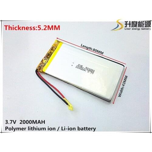 3.7V,2000mAH,[524380] PLIB; polymer lithium ion / Li-ion battery for GPS,mp3,mp4,mp5,dvd,,model toy