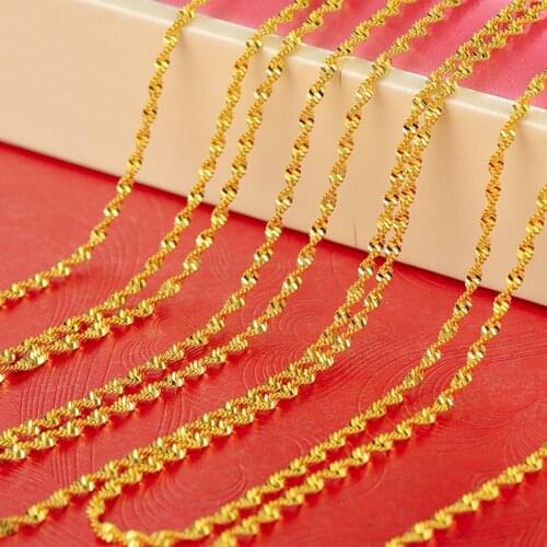 3pcs Wholsale Chain Necklace Yellow Gold Filled Womens Thin Wave Chain