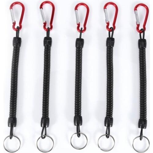 5PCS Fishing Lanyard Spring Rope Carbon Telescopic Fishing Rope Kayak Paddle Anti Lost Rope Tool
