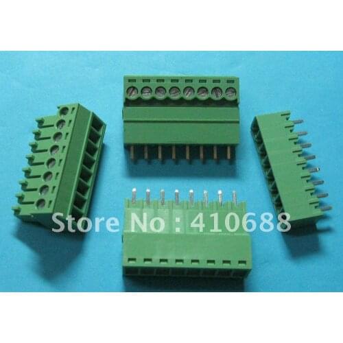 50 Pcs Pitch 3.81mm 8 way/pin Screw Terminal Block Connector Green Color T Pluggable Type